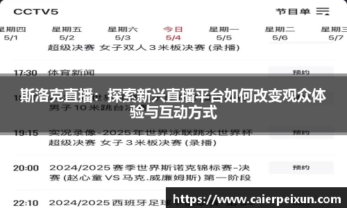 斯洛克直播：探索新兴直播平台如何改变观众体验与互动方式
